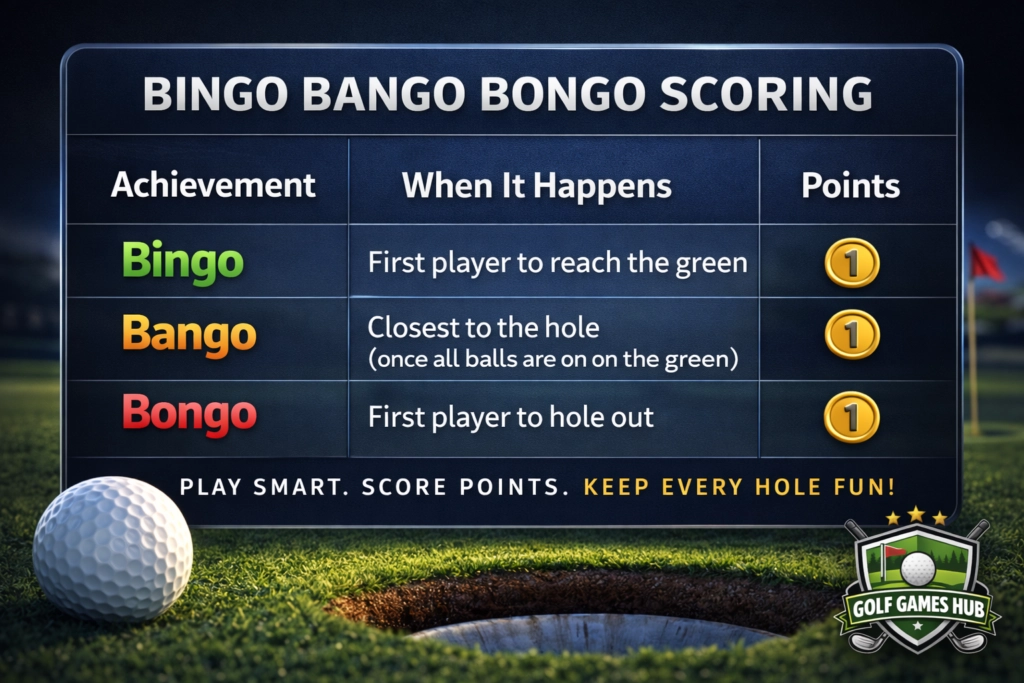 Bingo Bango Bongo Scoring and Rules table