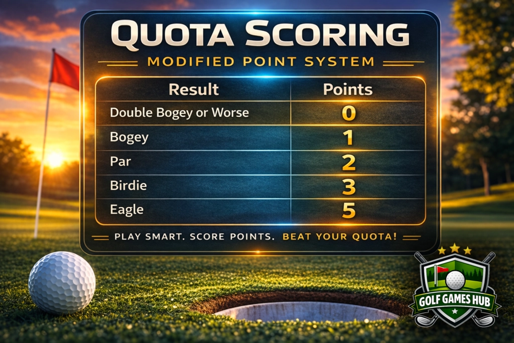 Quota golf modified scoring system table