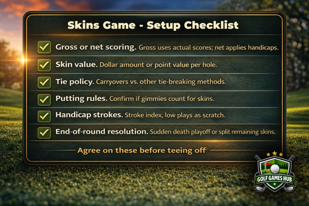 Skins Game - Setup Checklist