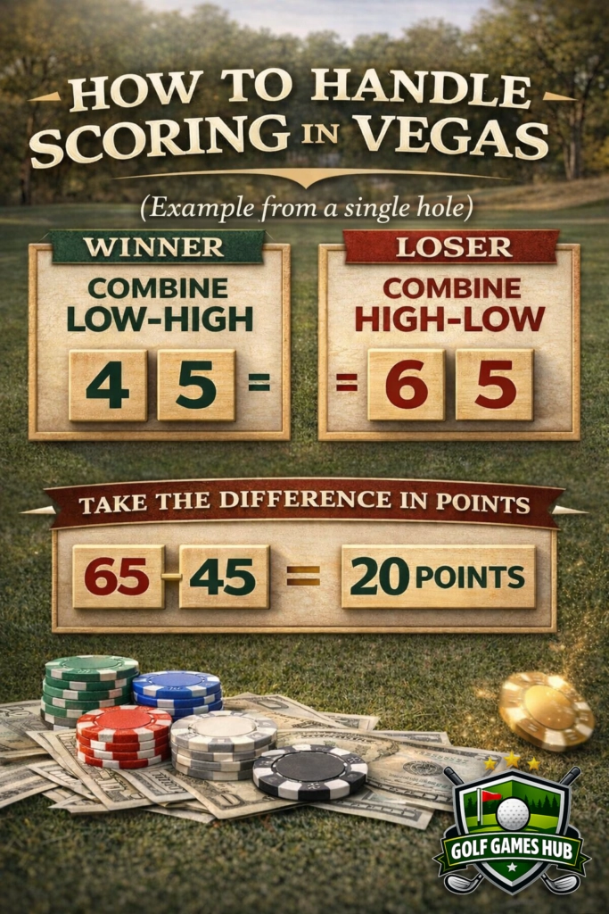 Vegas golf game scoring explained using example