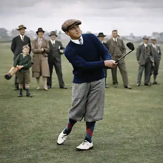 old school golfer enjoying a round of golf